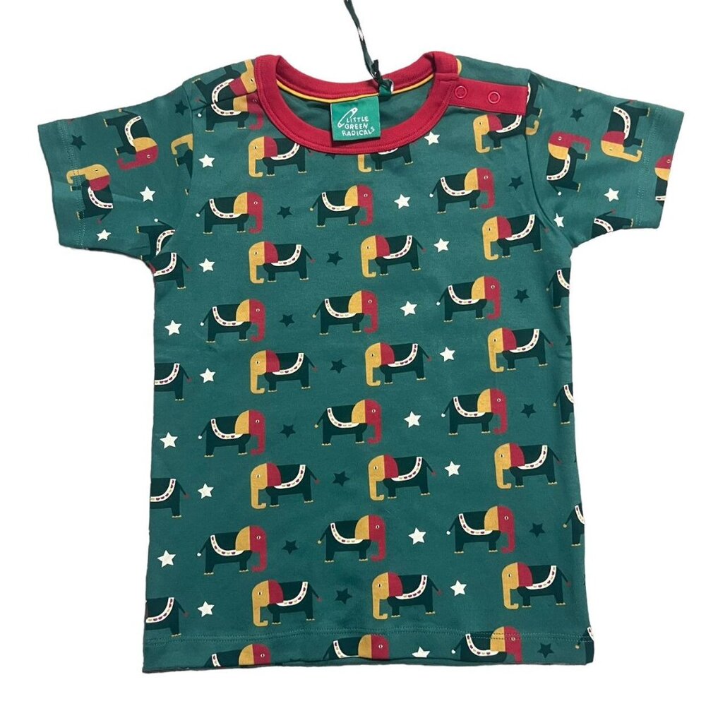 NEW Little Green Radicals 4-5Y Rainbow Elephants Shirt - Picture 2 of 5